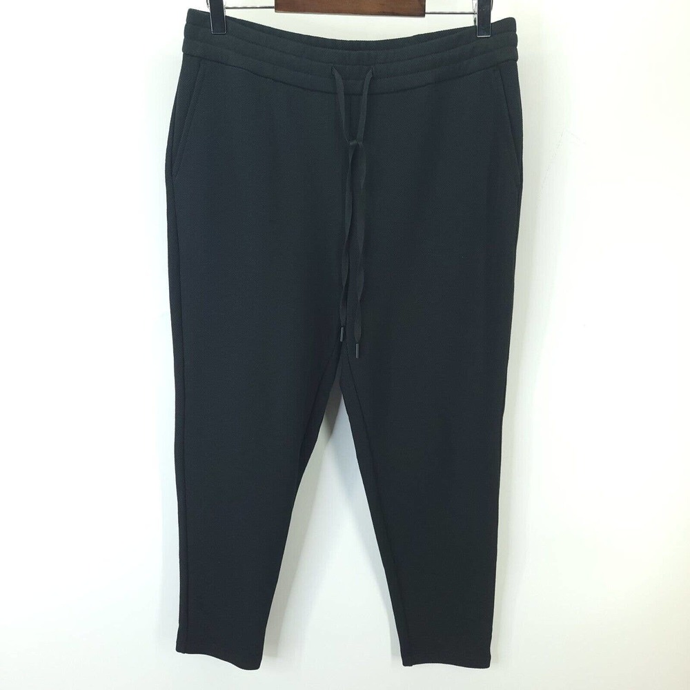 Eileen Fisher Ankle Pant Womens Medium Petite Black Drawstring Tapered Leg